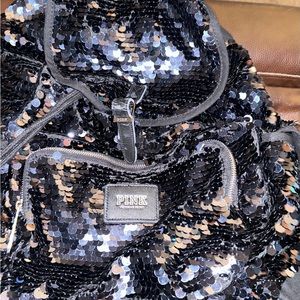 Victoria’s Secret PINK black/midnight blue large-sized sequin backpack